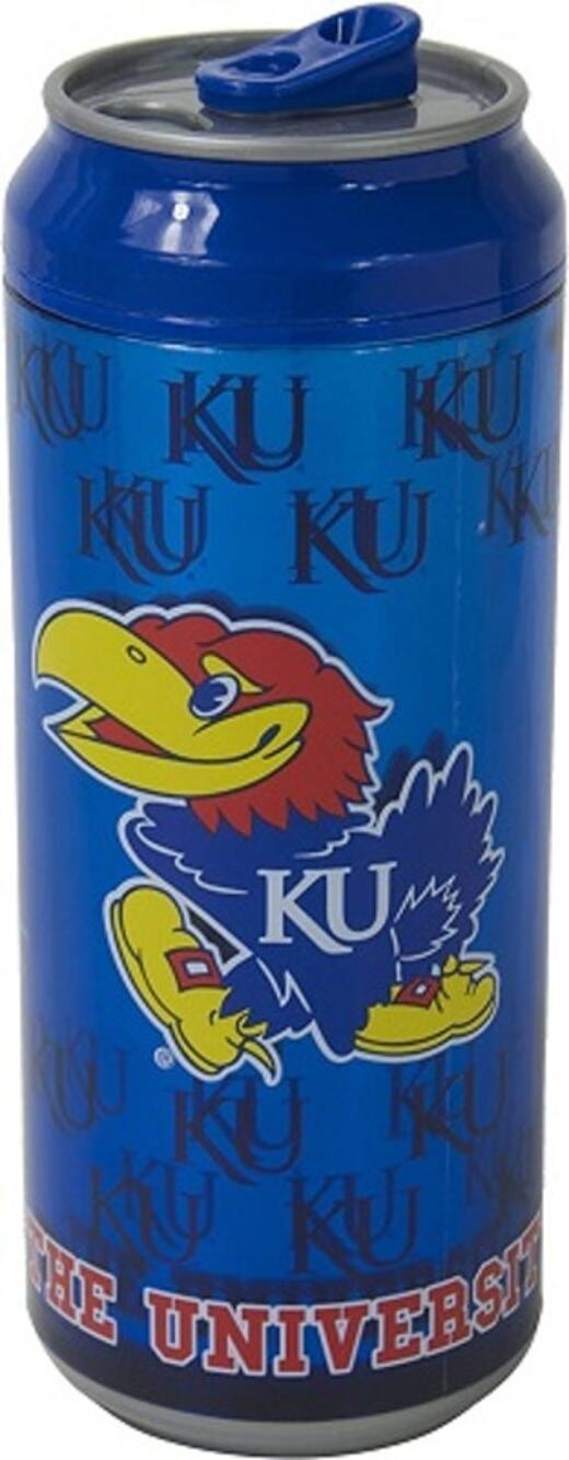 NCAA Kansas Jayhawks Travel Mug Can 16oz  Twist Off Lid BPA Cool Gear Blue